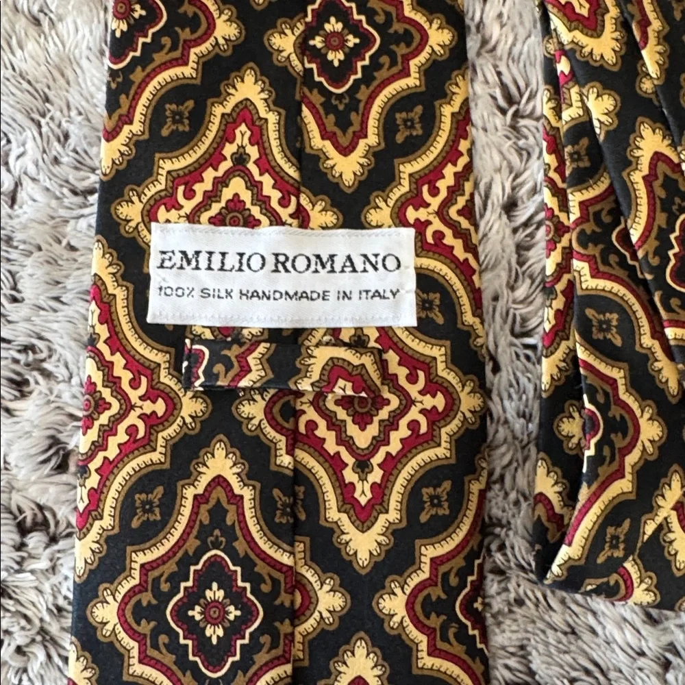 Emilio Romano Vintage 100% Silk Mens Neck Tie‎ Made in Italy Classic Colors